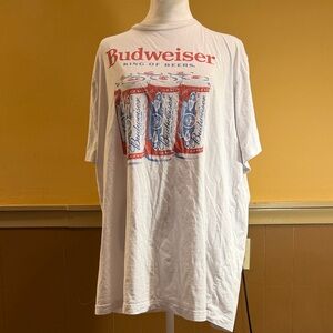 Budweiser White and Red Short Sleeve Tee XLT Vintage Pop Culture Final Sale